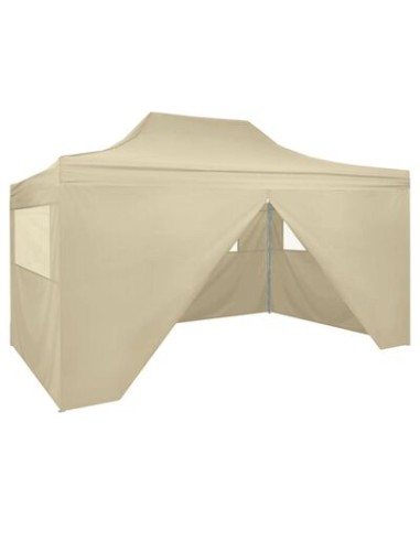 Tente pliable crème avec 4 parois 3x4,5m