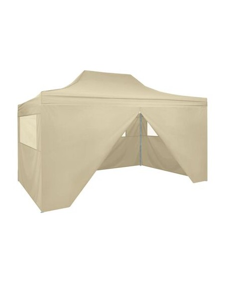 Tente pliable crème avec 4 parois 3x4,5m