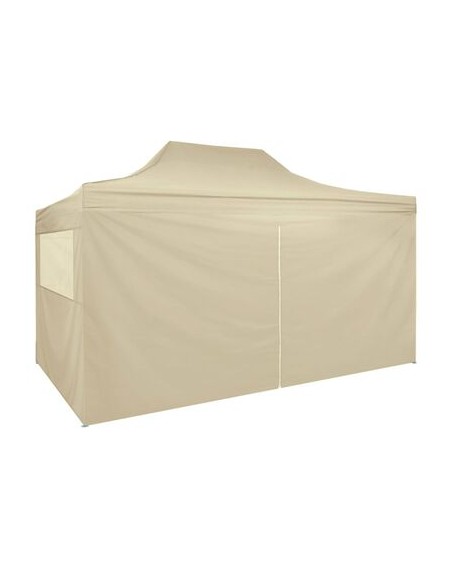 Tente pliable crème avec 4 parois 3x4,5m