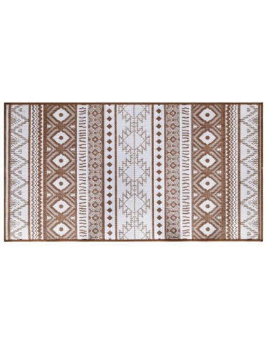 Tapis d'extérieur marron et blanc réversible...
