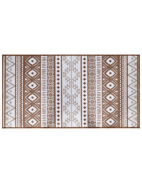 Tapis d'extérieur marron et blanc réversible 80x150cm