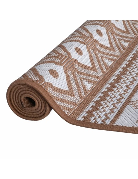 Tapis d'extérieur marron et blanc réversible 80x150cm