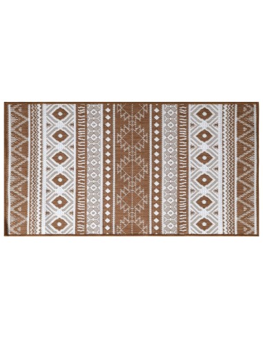 Tapis d'extérieur marron et blanc réversible...