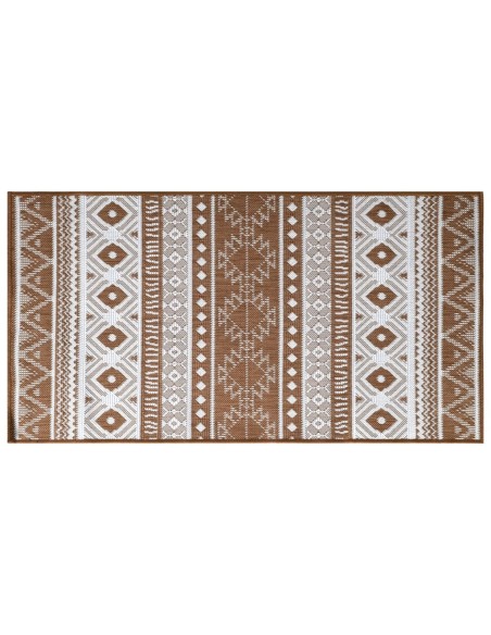 Tapis d'extérieur marron et blanc réversible 80x150cm
