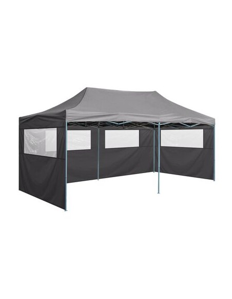 Tente de réception pliable Anthracite avec 4 parois 3x6m