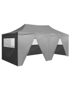 Tente de réception pliable Anthracite avec 4 parois 3x6m 2