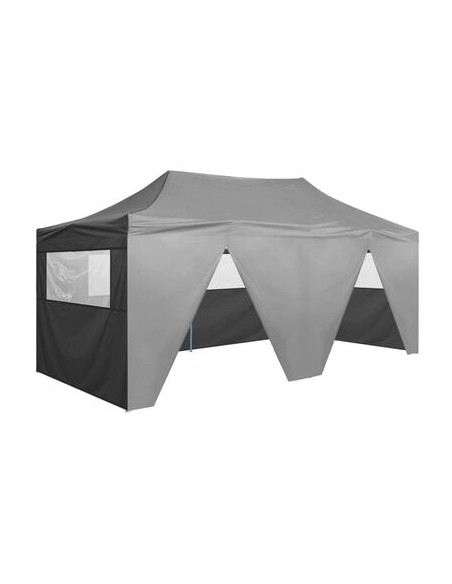 Tente de réception pliable Anthracite avec 4 parois 3x6m