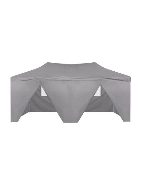 Tente de réception pliable Anthracite avec 4 parois 3x6m