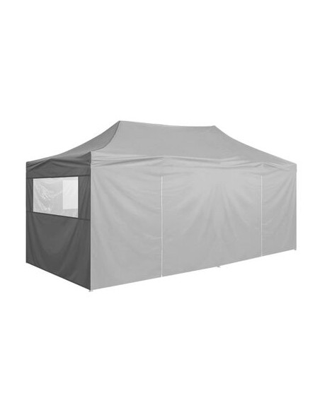 Tente de réception pliable Anthracite avec 4 parois 3x6m