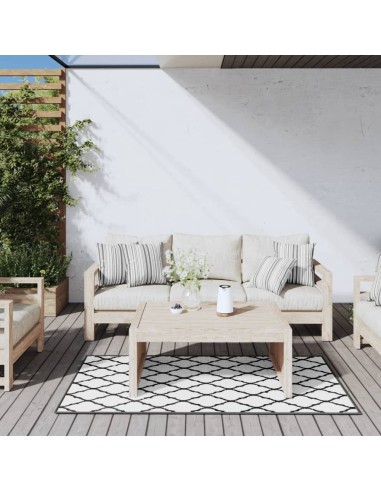 Tapis d'extérieur gris et blanc reversible...