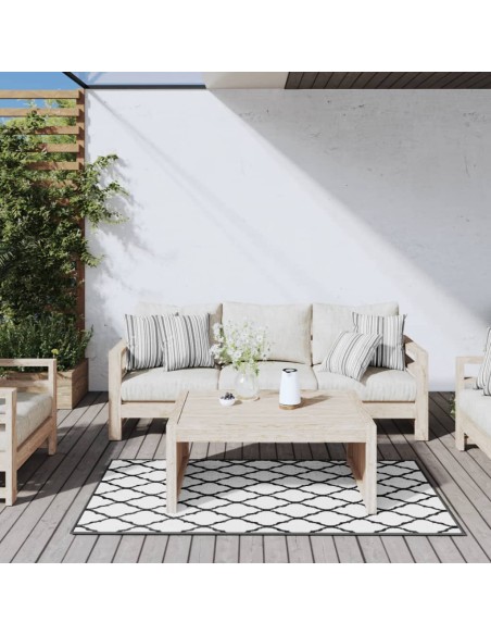 Tapis d'extérieur gris et blanc reversible 80x150cm