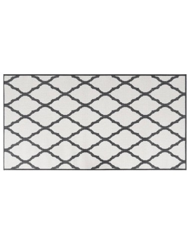 Tapis d'extérieur gris et blanc reversible 80x150cm