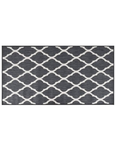 Tapis d'extérieur gris et blanc reversible...