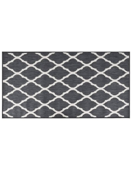 Tapis d'extérieur gris et blanc reversible 80x150cm