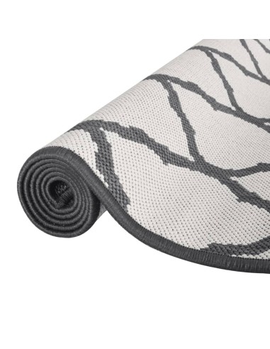 Tapis d'extérieur gris et blanc reversible...