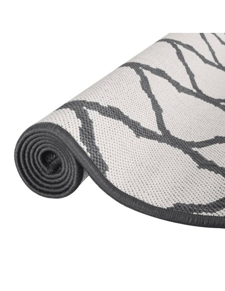 Tapis d'extérieur gris et blanc reversible 80x150cm
