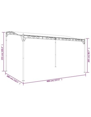 Tonnelle en acier anthracite 4x3m