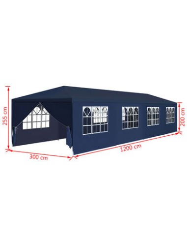 Tonnelle de jardin bleu foncé 3x12m