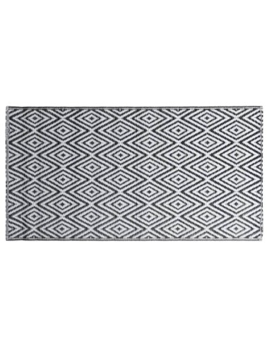 Tapis d'extérieur losange blanc et noir 120x180cm