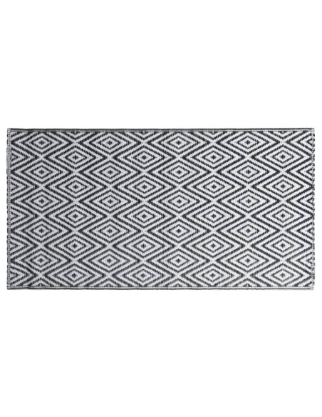 Tapis d'extérieur losange blanc et noir 120x180cm