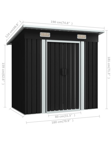 Abri de jardin Acier Anthracite