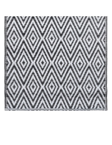 Tapis d'extérieur losange blanc et noir 120x180cm