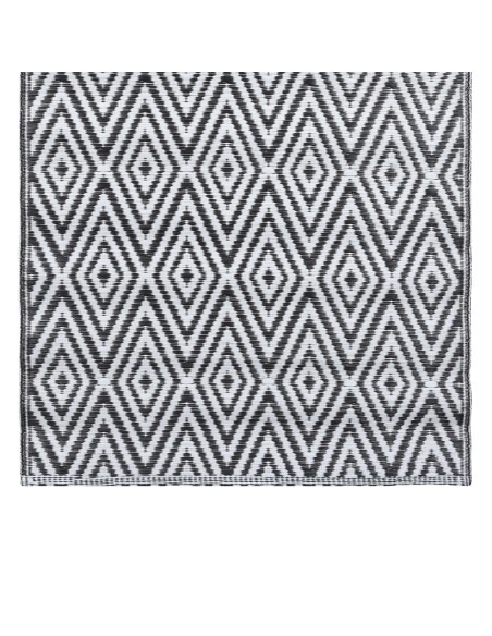 Tapis d'extérieur losange blanc et noir 120x180cm