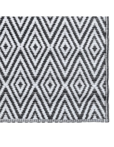 Tapis d'extérieur losange blanc et noir 120x180cm