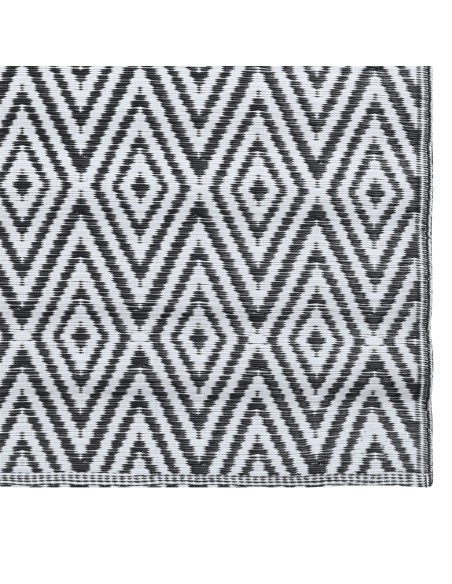Tapis d'extérieur losange blanc et noir 120x180cm