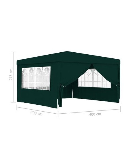 Tente de réception et parois latérales verte 4x4m