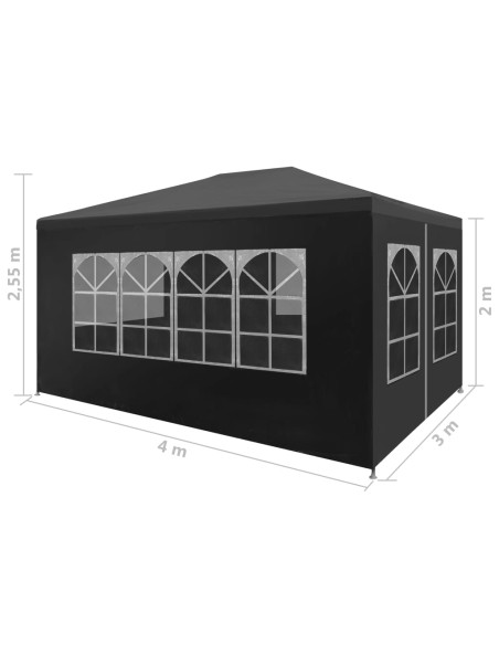 Tente de réception anthracite avec parois fenêtre 3x4m