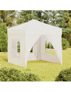 Tente de réception pliable avec parois crème 2x2m 2