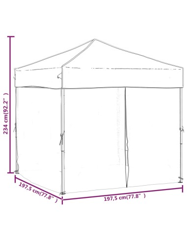 Tente de réception pliable avec parois crème 2x2m