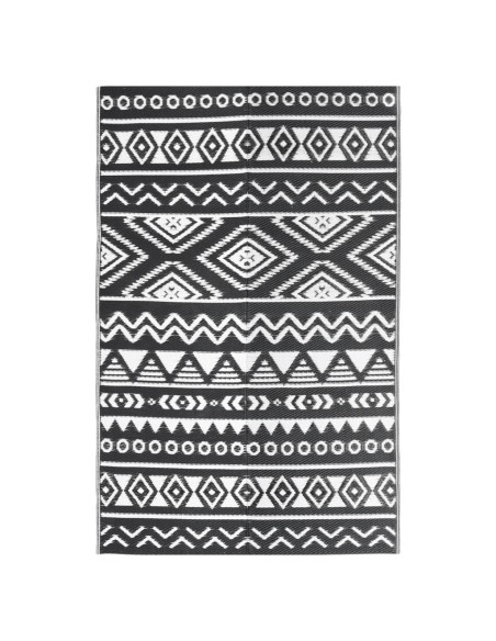 Tapis d'extérieur géométrique noir et blanc 160x230cm