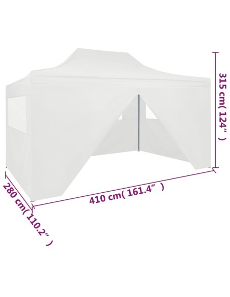 Tente de réception pliable avec 4 parois blanche 3x4m