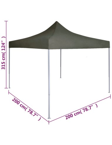 Tente réception pliable en acier anthracite 2x2m