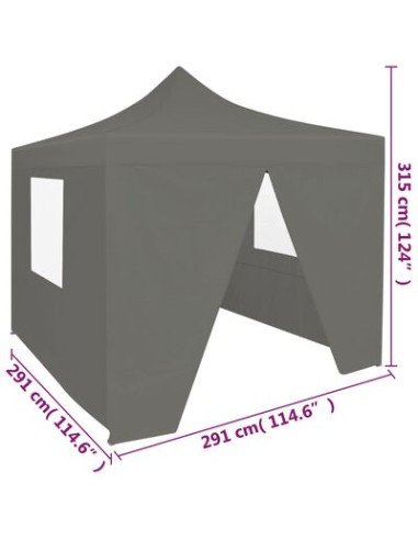 Tente de réception anthracite avec 4 parois 3x3m