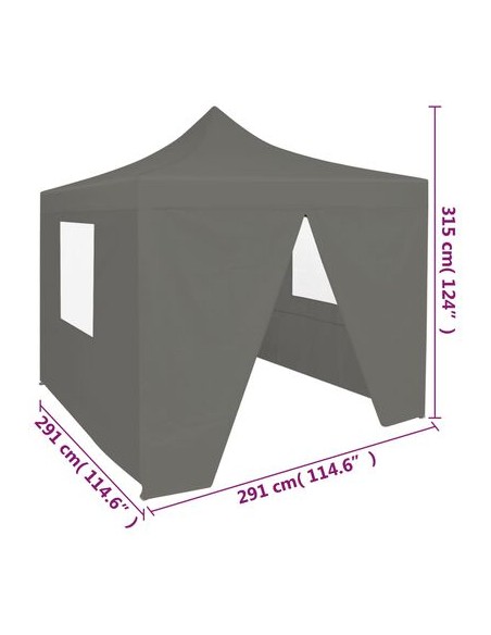 Tente de réception anthracite avec 4 parois 3x3m