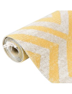Tapis d'extérieur à tissage plat jaune et beige 115x170cm