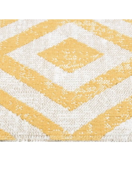 Tapis d'extérieur à tissage plat jaune et beige 115x170cm
