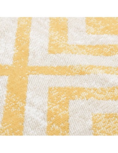 Tapis d'extérieur à tissage plat jaune et beige...