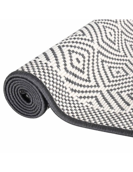 Tapis d'extérieur illusion gris et blanc 80x150cm
