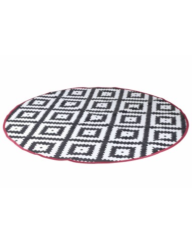 Tapis d'extérieur rond noir et blanc 2m