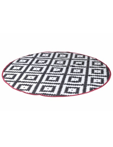 Tapis d'extérieur rond noir et blanc 2m