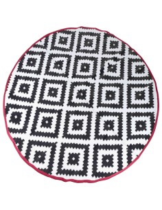 Tapis d'extérieur rond noir et blanc 2m 2