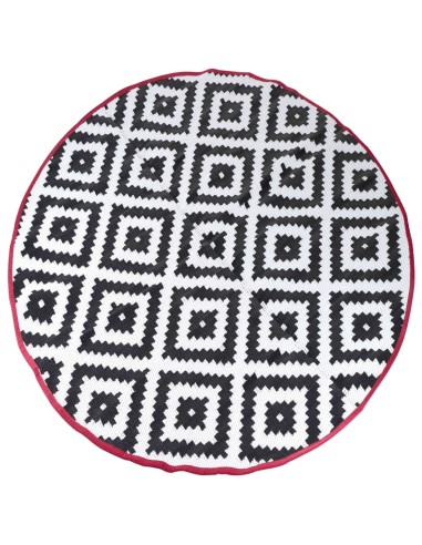 Tapis d'extérieur rond noir et blanc 2m