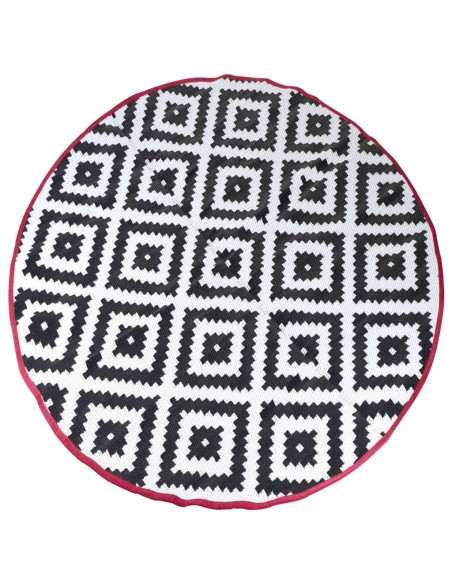 Tapis d'extérieur rond noir et blanc 2m