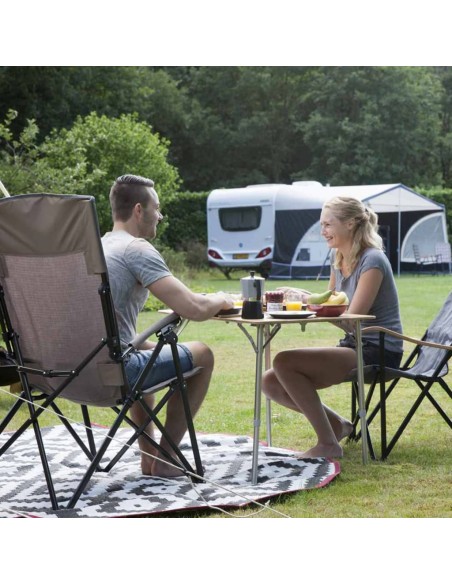 Tapis d'extérieur rond noir et blanc 2m
