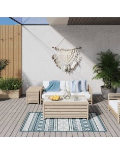 Tapis d'extérieur bleu claire et blanc 80x150cm 2