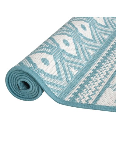 Tapis d'extérieur bleu claire et blanc 80x150cm